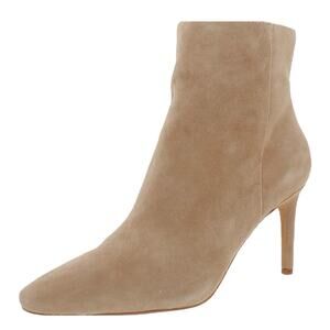 Vince Camuto Boots Size‎ 8 Leather Womens Tan Almond Toe Side Zip Ankle Booties